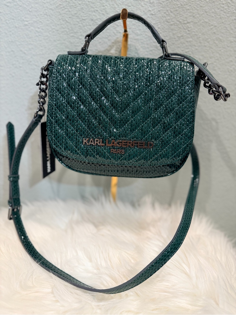 Karl Lagerfeld Emerald Quilted Crossbody Bag